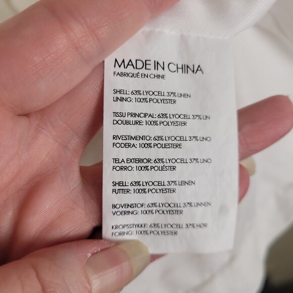 Club Monaco womens double breasted white linen gold button blazer jacket size 6 - Picture 6 of 11